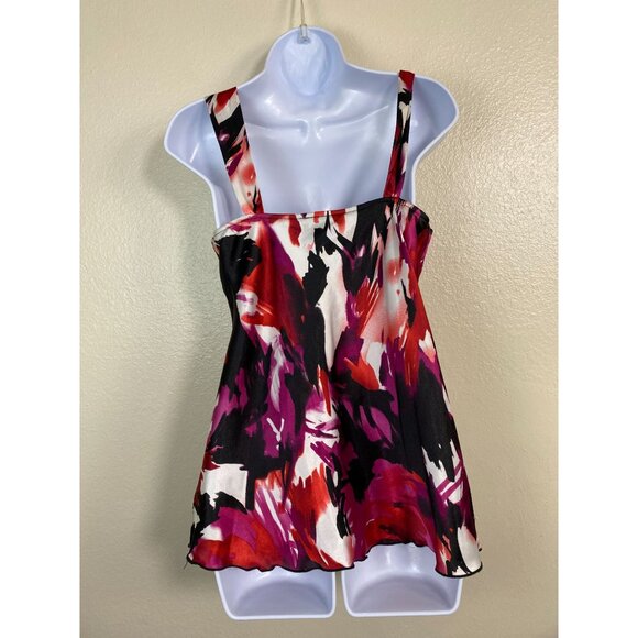 Y2K Babydoll Satin Sleeveless Top size Medium Empire Waist Chain Detail Iz Byer - Picture 2 of 16